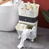 3-Tier Plastic Breathable Laundry Basket, Portable Rolling Laundry Baskets, with Drawer, Remoable Laundry Basket Storage Bucket, for Kitchen Bedroom Bedroom Bathroom (Gray White Large) view 3