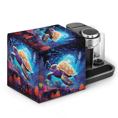 Eritanaer Sea Turtle Cocktail Maker Machine Cover Dust Cover Kitchen Appliance Cover with Pockets to Store Cocktail Capsules & Accessories Easy to Clean Drink Maker Cover
