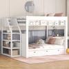 Duxelifin Wood Full Size Bunk Bed with Storage Stairway,Full Over Full Bunk Beds with Bedside Table and 3 Drawers, Bunk Bed with Converted into Daybed,No Box Springs Needed,White view 1