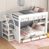 Duxelifin Wood Full Size Bunk Bed with Storage Stairway,Full Over Full Bunk Beds with Bedside Table and 3 Drawers, Bunk Bed with Converted into Daybed,No Box Springs Needed,White view 2