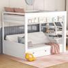 Duxelifin Wood Full Size Bunk Bed with Storage Stairway,Full Over Full Bunk Beds with Bedside Table and 3 Drawers, Bunk Bed with Converted into Daybed,No Box Springs Needed,White view 3