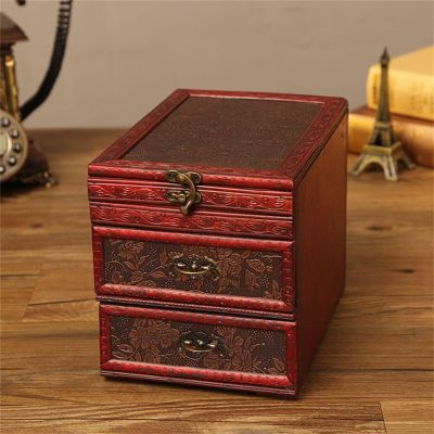 JANeGWXRUuW Wood Treasure Chest Vintage Dressing Box Antique Palace Jewellery Box Decor Storage Chest(B)