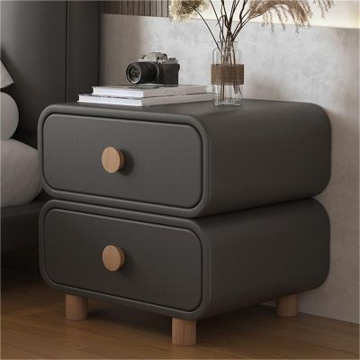 Bedside Table with Drawers Nightstand Wooden Narrow Nightstands Cream Style Sofa Side Table End Table for Living Room Night Stands for Bedroom(Gray,50cm*40cm*50cm)