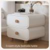 Bedside Table with Drawers Nightstand Wooden Narrow Nightstands Cream Style Sofa Side Table End Table for Living Room Night Stands for Bedroom(Gray,50cm*40cm*50cm) view 3