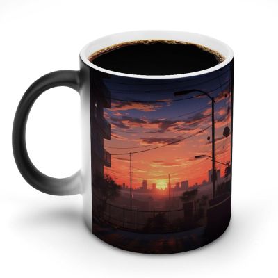 QMNRTK Sunset Apartments Coffee Mug, Funny Mugs Magic Large Capacity Ceramic Cup Novelty Gift Mugs for Coffee, Tea And Hot Drinks