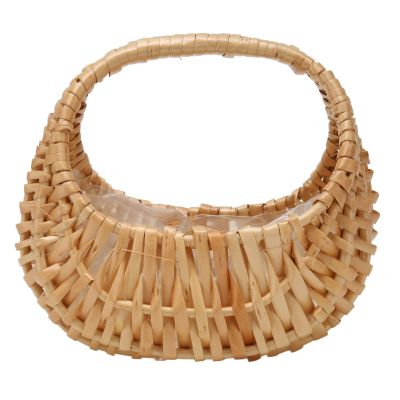 Kuuleyn Flower Basket Rattan Flower Basket Woven Flower Hand Basket Rattan Woven Handheld Flower Arrangement Basket