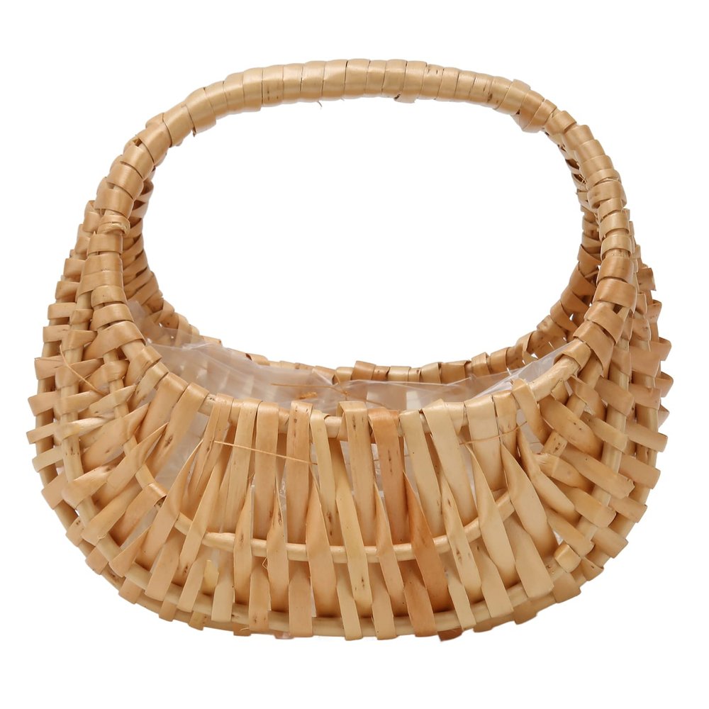 Kuuleyn Flower Basket Rattan Flower Basket Woven Flower Hand Basket Rattan Woven Handheld Flower Arrangement Basket