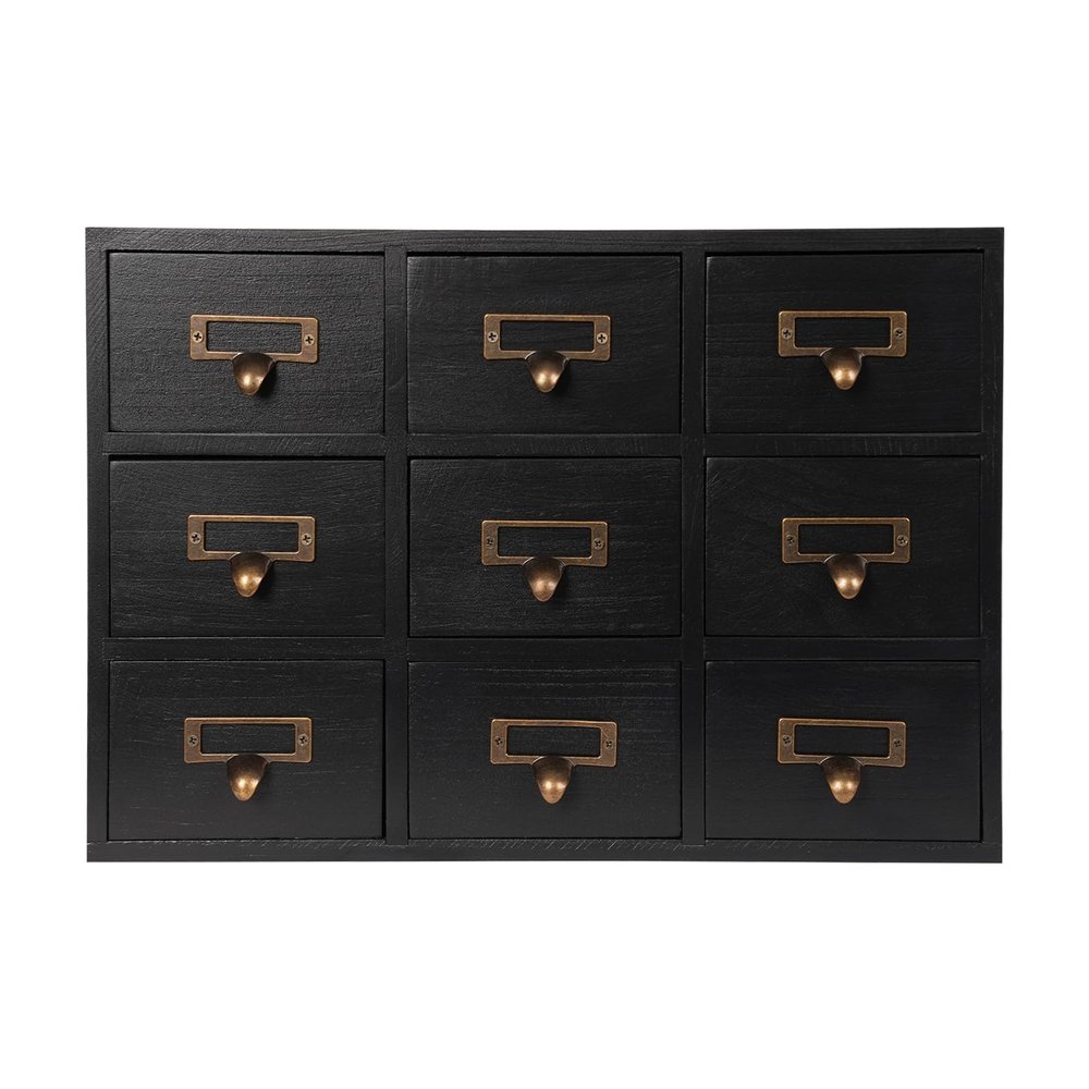 9 Drawers Apothecary Cabinet with Drawers Desk Drawer Organizer Wooden Storage Box Medicine Cabinet Traditional Traditional Apothecary Chests Cabinets Library Card Catalog for Home Office
