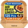 Air Fryer Paper Liners: 125Pcs Parchment Paper, Air Fryer Liner Disposable, Oilproof Waterproof Airfryer Basket Liner Square (6.5inch) view 1