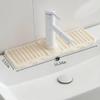 16.34 inch*5.51inch Silicone Faucet Drain Mat - Food Grade Drip Catcher Tray, Quick Drying Splash Guard for Kitchen and Bathroom, Anti-Slip Water Catcher, Silicone Sink mat (2, Beige) view 2