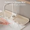 16.34 inch*5.51inch Silicone Faucet Drain Mat - Food Grade Drip Catcher Tray, Quick Drying Splash Guard for Kitchen and Bathroom, Anti-Slip Water Catcher, Silicone Sink mat (2, Beige) view 3