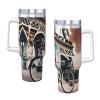 SamLng 40OZ Romantic Paris Eiffel Tower Bycicle Print Ice Bully With Handle - Portable for Hot & Cold Drinks, Travel, Gym, Home, and Outdoor Activities view 3