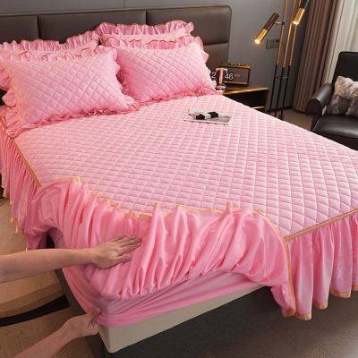 3pc Ruffle Bedspread Sheet, Ruffle Skirt Bedspread, Wrap Around Bed Skirt, Bed Skirt Full Size, with 2 Pillow Shams, Bedding Set(F,180 * 220cm)