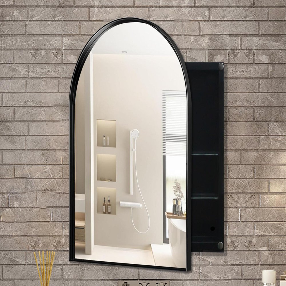 Thctvous 24x36 Inch Arched Bathroom Medicine Cabinet with Mirror