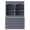 83.7inch High Kitchen Pantry, Wood Freestanding Tall Kitchen Hutch with 5 Storage Drawers and Adjustable Shelf, Display Cupboard Cabinet with Faux Marble Top for Dining Room, Set of 2 (2, Gray-TA1) view 4