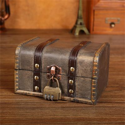 JANeGWXRUuW Wood Treasure Chest Vintage Storage Wooden Box Jewellery Box Decor Storage Chest(B)