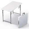 4 Feet Foldable Table Adjustable Height with Built in Handle, Steel Legs | 4FT Heavy Duty Portable | Perfect for Party Dining Wedding Events Picnic Indoor Outdoor Camping Utility Folding - 4 Foot view 1