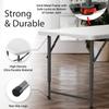 4 Feet Foldable Table Adjustable Height with Built in Handle, Steel Legs | 4FT Heavy Duty Portable | Perfect for Party Dining Wedding Events Picnic Indoor Outdoor Camping Utility Folding - 4 Foot view 4