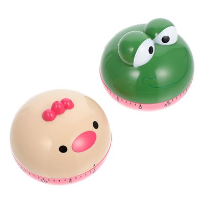 BIUDECO 2pcs Cute Cartoon Kitchen Timer Mechanical Countdown Timer Frog Chick for Cooking Baking Boiling Eggs Portable Easy to Use Kitchen