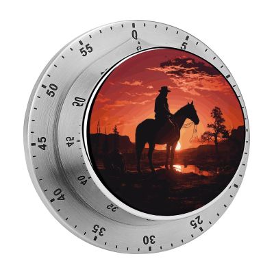Kitchen Timer Magnetic Stainless Steel Countdown Timer Mechanical Timer Clock with Alarm for Home Baking Cooking Oven Cowboy West