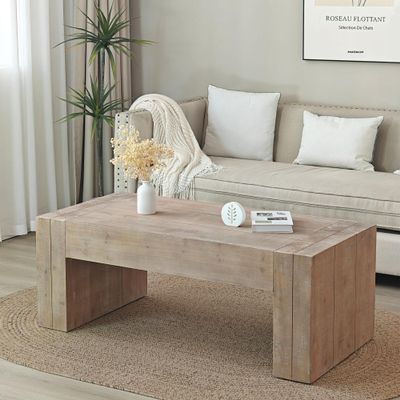 50" Black Coffee Table Living Room Wood Table, Versatile Wood Coffee Tables,Modern Nature Coffee Tables, Nature(49.41" L x 23.82" W x 18.9" H)
