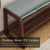 Bench with Shoe Storage,Entryway Bench with Leather Cushion, Solid Wood Shoe Rack, Mid Century Modern Bench, Shoe Storage, Shoe Organizer for Entryway,for Hallway, Living Room(Spruce Green, 39.4in) view 4