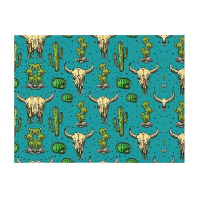 60"x50" Large Soft Cozy Flannel Blanket Cute Cactus and Skull of Bull Full-Sided Print, Lightweight & Warm for Bed, Sofa, Couch, and Travel