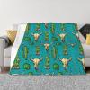 60"x50" Large Soft Cozy Flannel Blanket Cute Cactus and Skull of Bull Full-Sided Print, Lightweight & Warm for Bed, Sofa, Couch, and Travel view 2