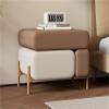 3-Drawers Creative Partition Nightstand Rounded Corners Leather Finish Bedside Table Modern Storage Cabinet Minimalist Wood End Table for Home Living Room Study(Brown,45x40x50 cm) view 1