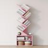 SUNMORY 6 Tier Tree Bookshelf, Small Bookcase with Storage Cabinet, Modern Tall Narrow Bookshelves Organizer, Floor Standing Book Shelf for Bedroom/Living Room/Home Office/Corner, Pink view 1
