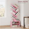 SUNMORY 6 Tier Tree Bookshelf, Small Bookcase with Storage Cabinet, Modern Tall Narrow Bookshelves Organizer, Floor Standing Book Shelf for Bedroom/Living Room/Home Office/Corner, Pink view 2