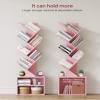 SUNMORY 6 Tier Tree Bookshelf, Small Bookcase with Storage Cabinet, Modern Tall Narrow Bookshelves Organizer, Floor Standing Book Shelf for Bedroom/Living Room/Home Office/Corner, Pink view 3
