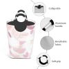 Hand-painted floral line pattern Foldable Square Storage Bag, 50L Dirty Clothes Laundry Basket, Suitable for Laundry Room, Dormitory, Bedroom view 4