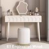 GUQASDV Makeup Desk with Drawers, Makeup Vanity Desk with Lights and Stool, Dressing Table with 3-Color Lighting, White Vanity Desk for Makeup Room(120x40x75cm) view 4