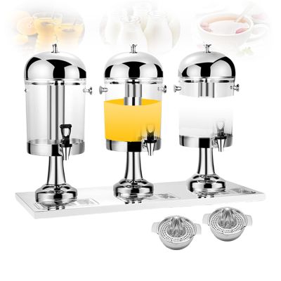 ELUKHT Commercial Beverage Dispenser 24L, Chillers & Water Fountains, Stainless Steel Cold & Warm Beverage Dispenser for Soy Milk, Juice, Coffee, Flower Tea, Oils,Silver (Silver)