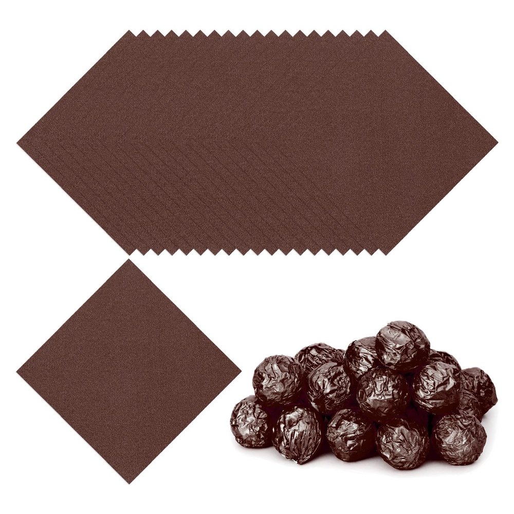 PATIKIL Foil Candy Wrappers 5x5 Inch, 100 Pcs Square Orange Pattern Aluminium Foil Candy Wrapping Paper for DIY Chocolate Candies Packaging Decoration, Brown