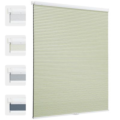MiLin Cordless Cellular Shades - No Drill Cellular Blinds No Tools for Windows Bottom Up Blinds Tension Shades Easy to Install for Home Office (Upgrade Blackout Creamy, 21 1/2" W x 64" H)