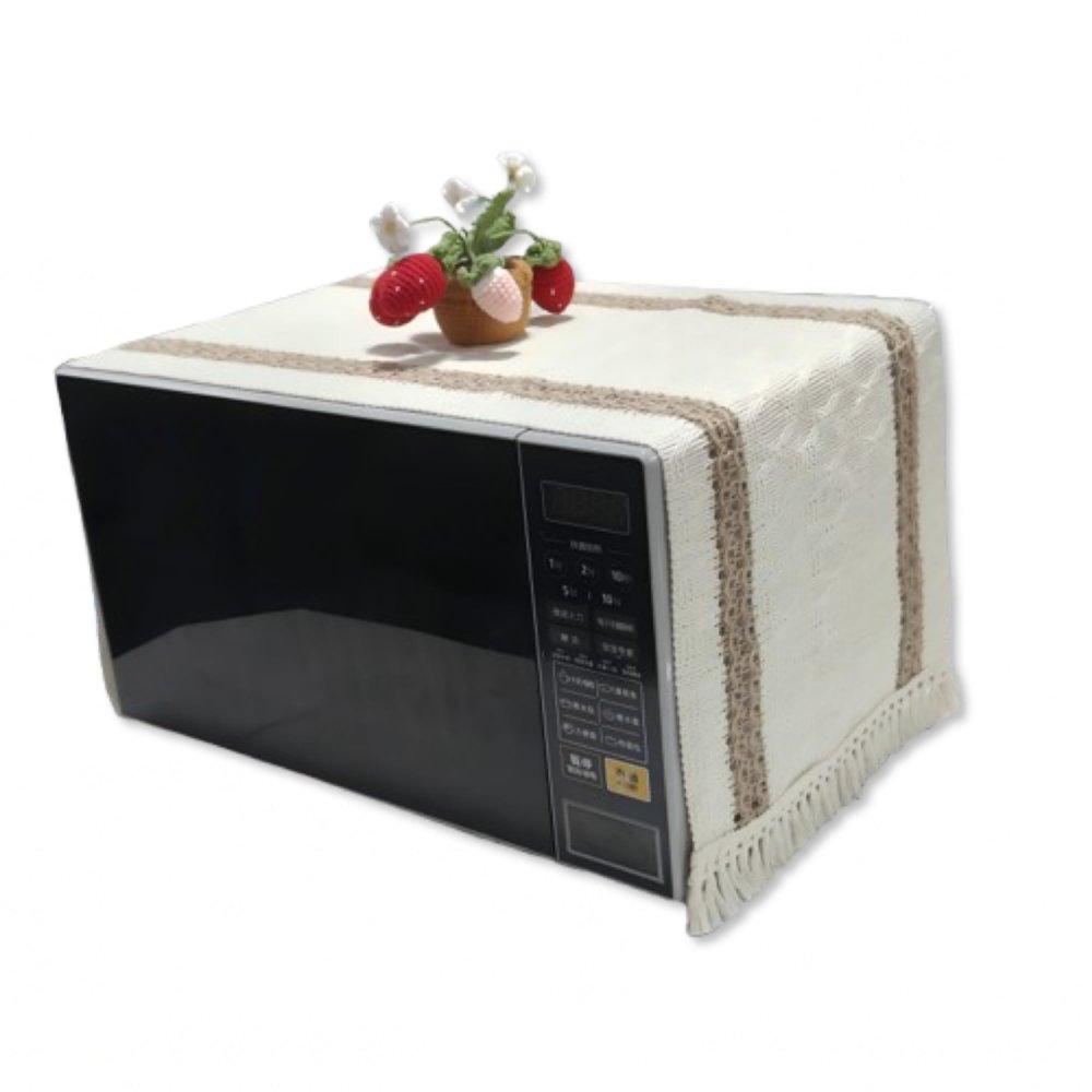 YASSINHE Microwave Oven Dust Cover Cotton Linen Fabric Cloth Protector Decorative Kitchen Appliance Cover-Stripe 4