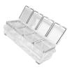 4 Cell Clear Seasoning Rack, Seasoning Storage Container Condiment Jars, Seasoning Rack Pots Sugar Cruet with Cover and Spoon view 3