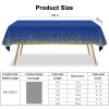 CINSOEN 12 Pack Navy Blue and Gold Dot Tablecloth 54 x 108 Inch Rectangle Table Covers PEVA Navy Blue Plastic Table Cloths for Parties Disposable Tablecloth for Graduation Birthday Party School view 4