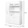 GFDGFD Kitchen Pantry Cabinet with Multi-Functional Pull-Out Multi-Tier Storage Shelf,Farmhouse Storage Cabinet with 4 Doors,Pantry Organizers for Kitchen,Dining Room(White) view 2
