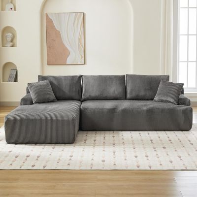 106 Modular Sectional Sofa, Cloud Sectional Couch with L-Shape Chaise/Deep Seat/Armrest/Plush Corduroy Fabric, No Assembly Required, Space-Saving, Boneless Compression Sleeper Sofa for Living Room