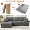106 Modular Sectional Sofa, Cloud Sectional Couch with L-Shape Chaise/Deep Seat/Armrest/Plush Corduroy Fabric, No Assembly Required, Space-Saving, Boneless Compression Sleeper Sofa for Living Room view 3