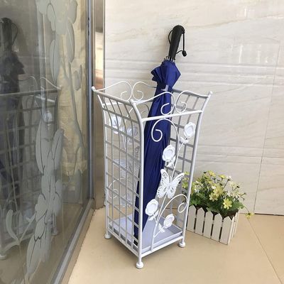 MHJKHG Umbrella Holder Umbrella Rack Umbrella Stand Metal Umbrella Stand, Freestanding Organizers Rack for Storage Canes Umbrellas, Entryway Hallway Holder with Drip Tray Umbrel,Blanc 30 x 22 x 52cm