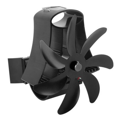 JTLB Wood Stove Fan Pipe Fireplace Fan 7 Blades Stove Fan On Chimney Silent Motors Heat Powered Wood Stove Fan Magnetic Wall Mount (Black)