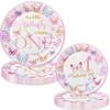 Butterfly First Birthday Decorations Girl Pink Our Little Butterfly is Turning One Paper Plates Napkins Forks Tableware for Spring Butterfly Girls One-Year-Old Birthday Party Supplies Decorations view 2
