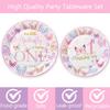 Butterfly First Birthday Decorations Girl Pink Our Little Butterfly is Turning One Paper Plates Napkins Forks Tableware for Spring Butterfly Girls One-Year-Old Birthday Party Supplies Decorations view 3