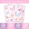Butterfly First Birthday Decorations Girl Pink Our Little Butterfly is Turning One Paper Plates Napkins Forks Tableware for Spring Butterfly Girls One-Year-Old Birthday Party Supplies Decorations view 4