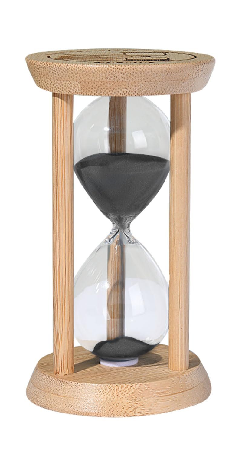 SuLiao Wooden Sand Timer 5 Minute Hourglass, Beech Small Black Sand Watch 5 Min, Reloj De Arena Hour Glass Sandglass for Home Office Decorative Game Classroom