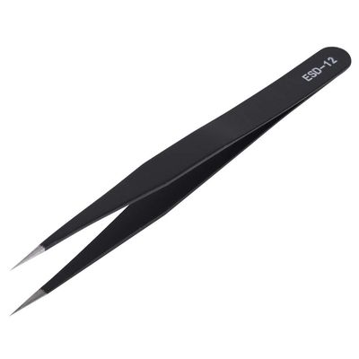 ESD Anti Static Stainless Steel Tweezers Set, 12 Pieces with Protective Sleeve, for Electronics Repair, Jewelry Making, Crafts